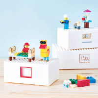 BYGGLEK 3件一組嘅儲存箱，可以輕易跟LEGO及人仔組裝成各種場景。