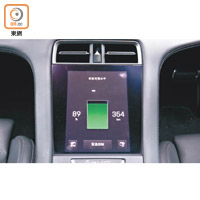 設於前座之間的8.4吋觸控屏幕，可顯示電池及續航力等行車資訊。