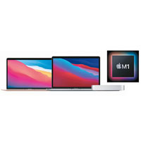 （左至右）新MacBook Air（售價︰$7,799起）、13吋MacBook Pro（售價︰$9,999起）、Mac mini（售價︰$5,499起）將改用M1晶片，現已開放預訂並於11月17日起發售。