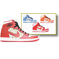 呢對鞋身布滿星星圖案的Supreme×Air Jordan 1（左）極有可能於今年推出，其設計與2003年推出的Supreme× Nike SB Dunk High（右）同出一轍。