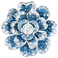 PEONIA DIAMOND 18K白色黃金藍色牡丹花造型鑽石耳環 $67,900（I）
