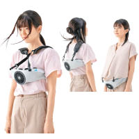 掛帶式「身體空調」的體積為530×80×140mm，可佩戴於胸、背或腰前後，迎合不同人士需要。<br>售價︰¥12,870（約HK$915）（d）