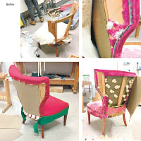 座椅以回收得來的二手家具改裝，符合可持續發展理念，別具意義。