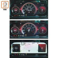 10.2吋數碼化儀錶配備不同行車資訊顯示介面，包括單圈時速及導航地圖等，並可跟隨自訂的LED車廂氣氛燈顏色轉換主題色調。