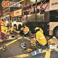消防員出動各種工具拯救捲入巴士車底的女途人。