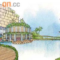 酒店與住宅區之間將設有卅五米闊通風廊及大型觀景池塘。