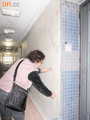 慈正邨正泰樓個別樓層走廊紙皮石不約而同出現大幅剝落情況。