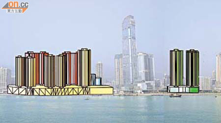環保觸覺模擬荃灣西站三個項目，將可建成大型住宅樓。