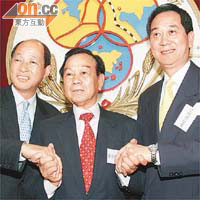 劉皇發與副主席張學明（左）及林偉強（右）組成鄉議局鐵三角。