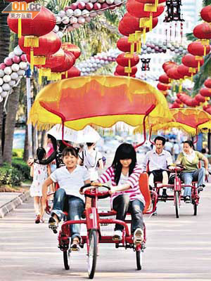 三輪單車遊覽在外地十分盛行。