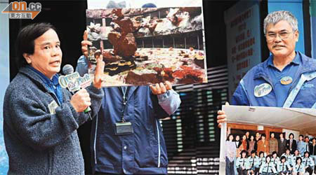 姜兆輝（左）及林初喜（右）昨分享在海洋館工作譜出的「人魚情」。