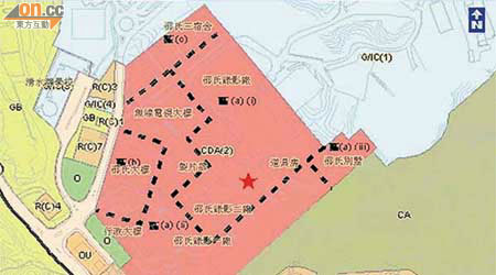 清水灣地皮（紅色部分）屬綜合發展區用途佔地近八十五萬平方呎。	（地政總署圖片）