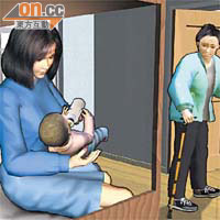 內地婦來港照顧六個月大親女，昨晨在家向女兒餵奶。