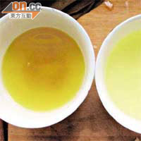 （左）無加工糉湯汁<br>（右）硫酸銅糉湯汁
