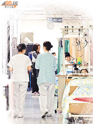 公立醫院病房環境擠迫，病人容易受細菌感染。	（資料圖片）