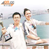 凌天宇（左）及鄧穎欣分獲男、女子個人賽冠軍。