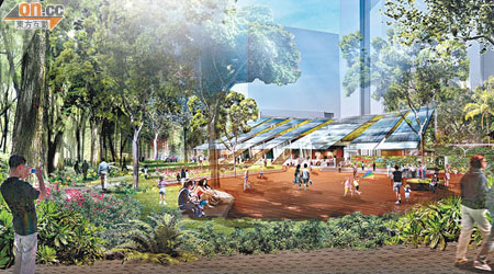 零碳建築物一帶將有逾十三萬平方呎綠化及公眾空間供市民免費享用。