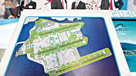 在機場第三條跑道諮詢展覽上展出的模擬圖。（資料圖片）