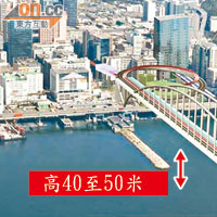 政府因為填海問題，否決跨海連接橋高度達四十至五十米的方案。