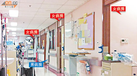 外科女病房的第三個房間被改為男病房專用區。