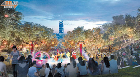 西九大草地可以舉辦大型戶外音樂節。（設計圖片）