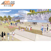東華三院擬於新蒲崗興建青少年全人成長中心，將設有大量綠化和公共空間。（模擬圖片）