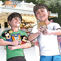 兩男生豪遊迪士尼樂園兼大吃大喝。