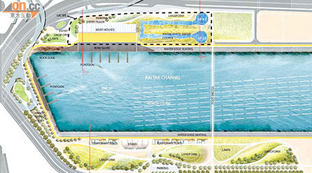 臨時香港水上運動協會建議在啟德興建的水上運動中心設計圖。