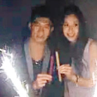上海<BR>台灣藝人白歆惠與溫昇豪早前到上海夜店，酒盤中的煙花點燃時有強勁煙火。（互聯網圖片）