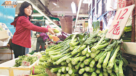 內地供港蔬菜價格未來一至兩星期仍有上漲可能。（蘇文傑攝）