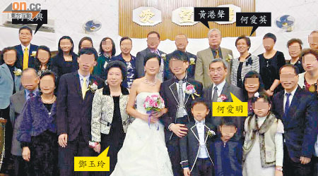 何愛明、鄧玉玲夫婦去年十二月娶新抱與家人大合照。