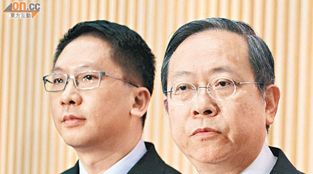 律政司司長袁國強（左）及保安局局長黎棟國（右）開記招回應終院裁決。