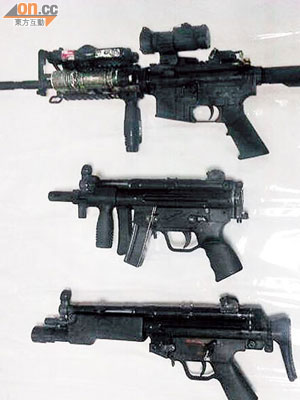警方檢獲的仿製槍及氣槍。