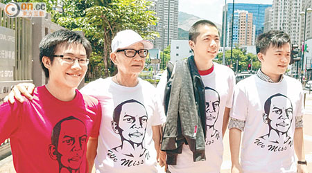 其中四名被告（左起）黃浩銘、林森成、馬雲祺及陳德章昨到庭應訊。