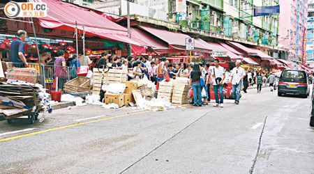 有店舖索性於馬路銷售貨物。