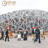 貪湯在○八年北京奧運前夕官式訪京，首站行程就是參觀奧運工程。