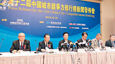 二○一三年中國城市競爭力排行榜昨日公布，香港失卻綜合競爭力「全國一哥」地位。(陸建宏攝)