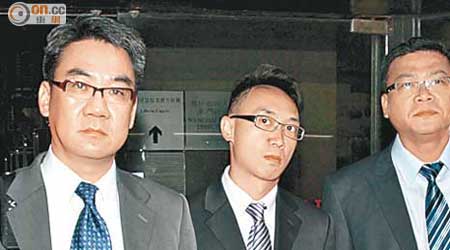 （左起）鄧旭波、蘇嘉瑋及梁盛志昨上訴失敗，即時收監服刑。