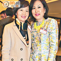仁濟酒會<br>仁濟醫院候任主席蘇陳偉香（左）及現任第二副主席林煒珊（右）在新一屆董事局將繼續拍住上。（溫國佳攝）