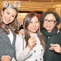 李玥（左起）、陳丹丹及詹嘉莉都去飲茅台湊熱鬧。（葉華英攝）