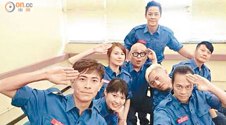消防處本周一安排十名藝人到八鄉消防訓練學校拍攝無綫電視遊戲節目《快樂聯盟》。