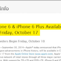 蘋果官網公布iPhone 6將於十月十七日在內地上市。（互聯網圖片）