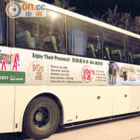 來往東涌及大嶼山的巴士上，印有海報宣傳人牛和平共處。