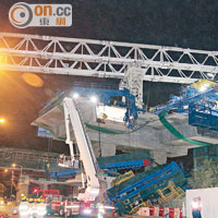 橋樑架設機塌下，釀成一死四傷。（資料圖片）