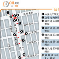 佔旺區15個路障分布