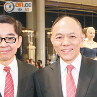左起：中華廠商聯合會候任會長李秀恒、霍震寰及金銀業貿易場理事長張德熙喜相逢。