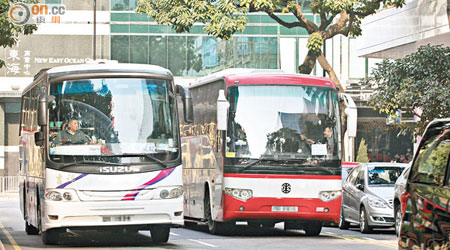 港府推出劏車資助計劃，旅遊巴數目未見減少。（何天成攝）