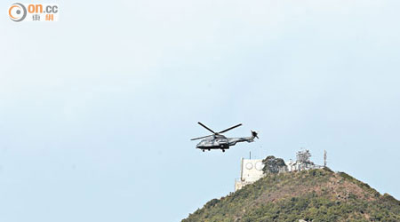 直升機昨早在布力徑上空盤旋，協助搜捕。（張學儀攝）