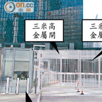 停車場出入口擬設三米高金屬鐵閘。
