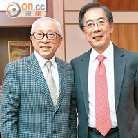 海外潮人企業家協會主席鄭敬凱（左），快將交棒予三泰環保漁業主席蔡少偉（右）。
